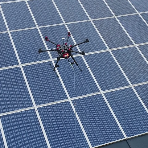 Drones a limpar paineis solares
